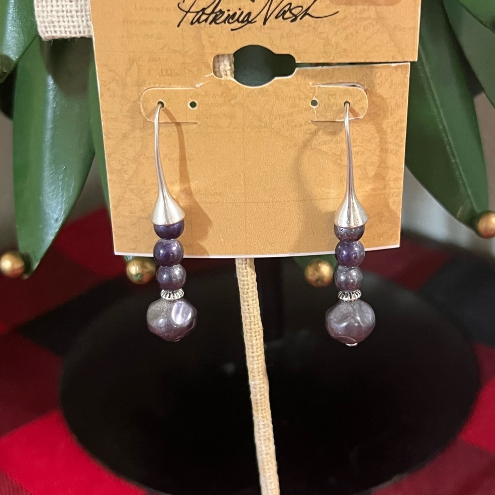 NWT Patricia Nash Blue and Silver Beaded Earrings #PNER